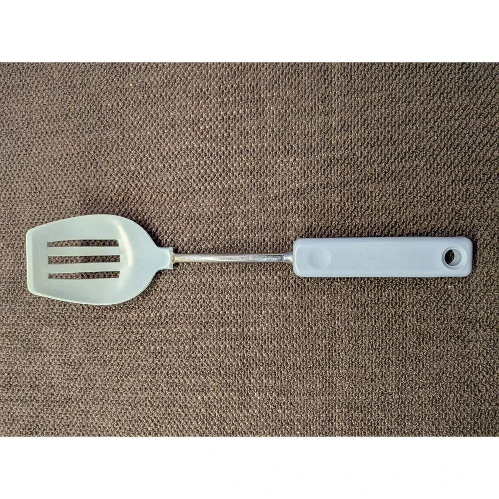 Vintage EKCO Slotted Turner Spatula Light Blue Nylon Handle Made in USA
